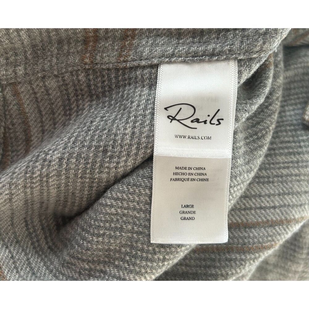 NWT Rails Men's Gray Striped Ivan Button Down shirt Grey Serape Large - Picture 5 of 10